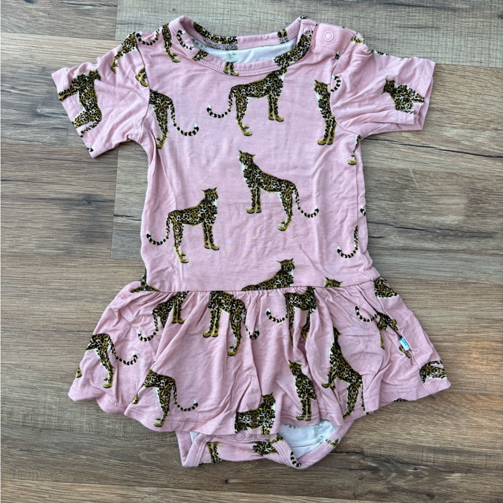 Posh Peanut Pink Cheetah Print Onsie With Ruffle